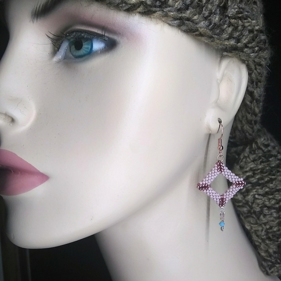 JRW Swarovski Rose Gold Turquoise Beaded Earrings - Picture 4 of 8